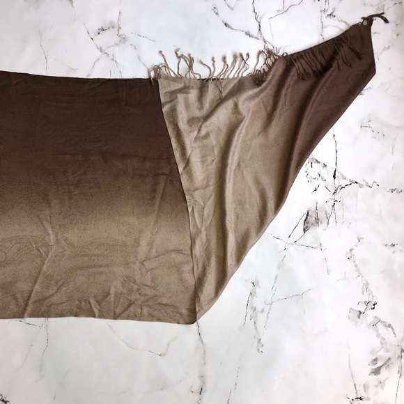 Pashmina Scarf Silk Blend Brown Ombre Effect - Picture 4 of 4